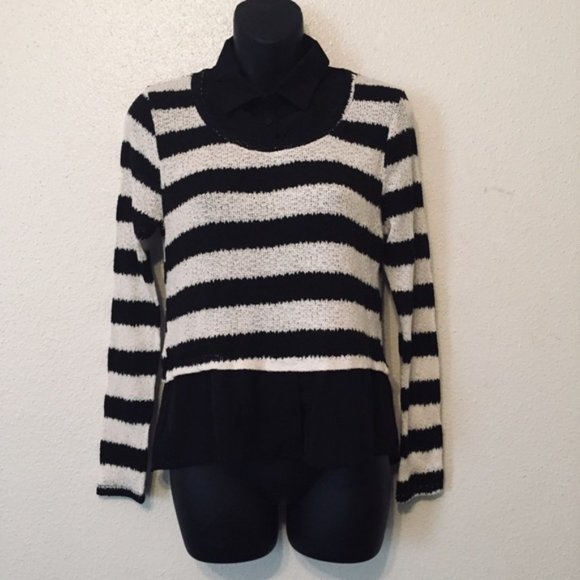 Iris Los Angels Striped Sheer Top Sweater - Picture 1 of 8